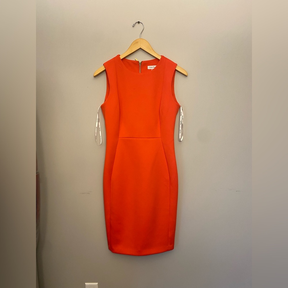 Calvin Klein Coral Sleeveless Stretch Pencil Dress size 8 Excellent